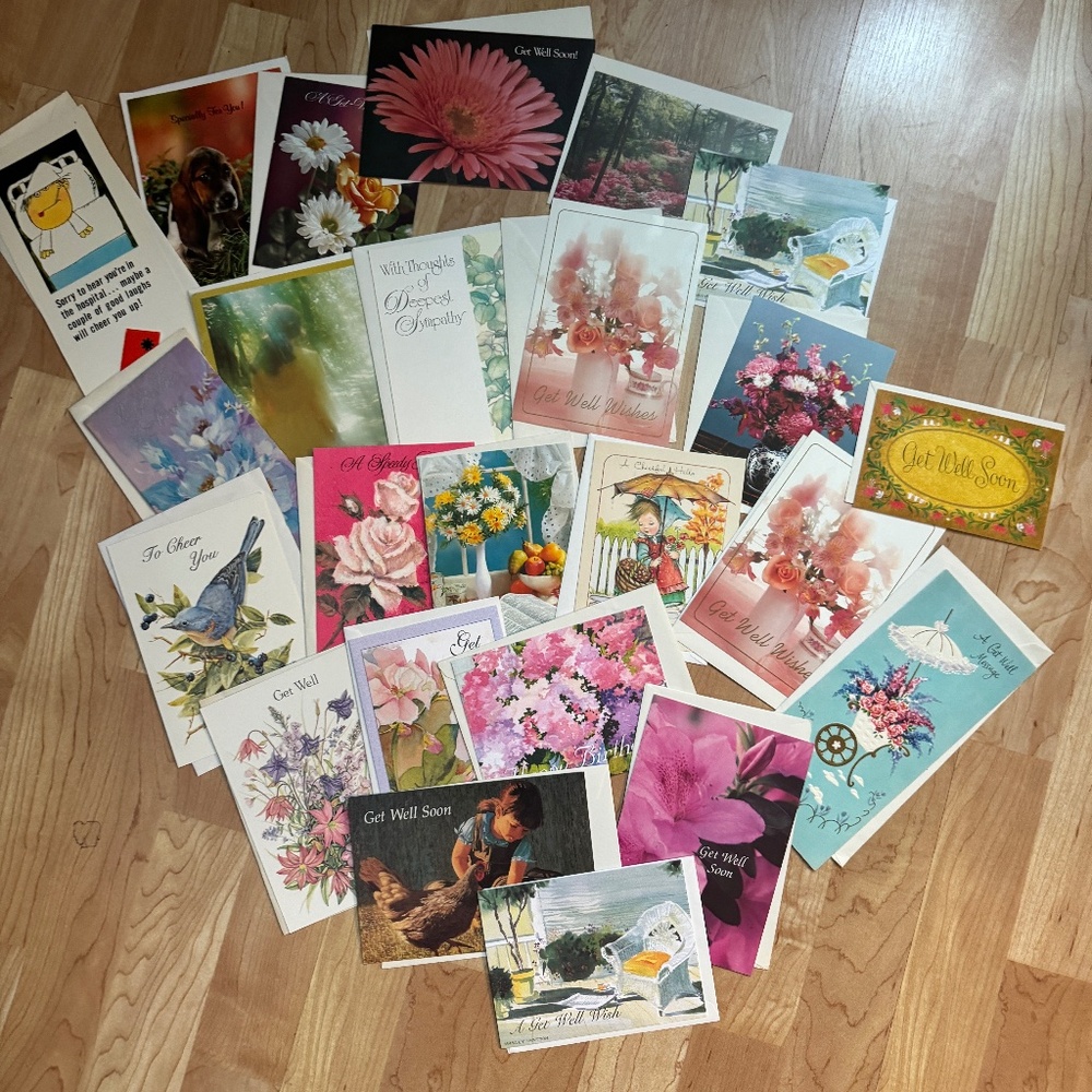 Lot of 24 Vintage Paper Greeting Cards Unused w/Envelopes Variety